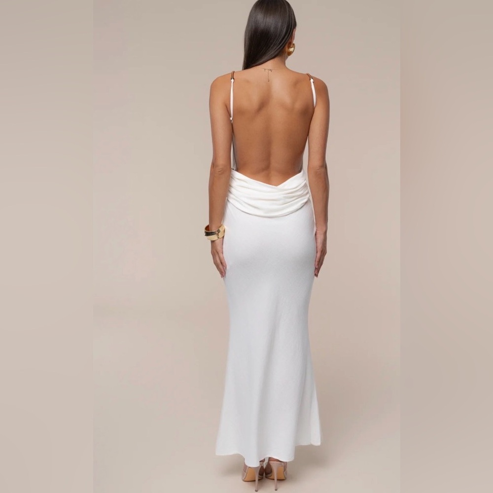 Jlux label IVORY GETAWAY LINEN MAXI DRESS size small new - Picture 3 of 4